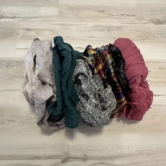 100% Silk Blouse Dress Cutters Fabric Crafts Upcycle Repurpose‎ Random Lot of 6
