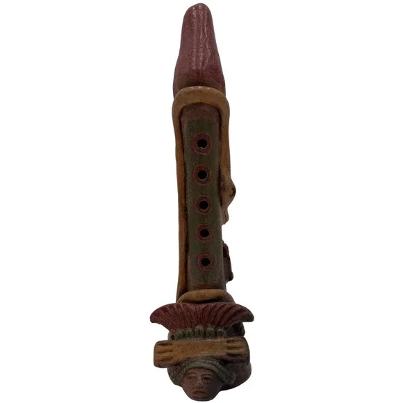Vintage Mayan Aztec Clay Pottery Flute Tribal Folk Art Snake Collectibles Gift‎