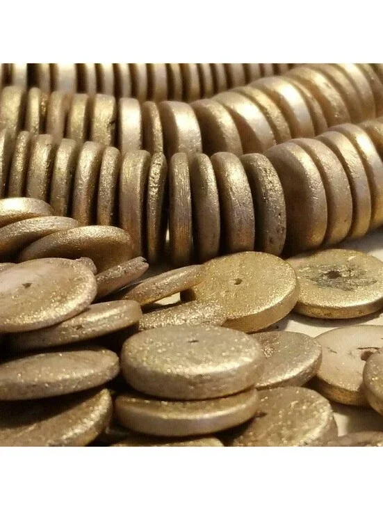 Metallic Gold Philippines South Sea 15mm Rondelle Wood Beads 20 pcs