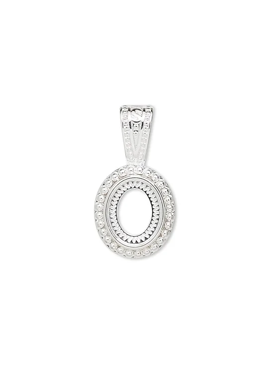 Silver Brass Rope 10x8mm Oval Cabochon Pendant Setting