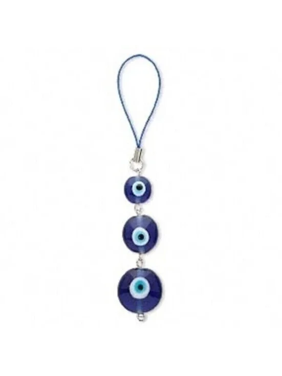 Blue Turkish Evil Eye Glass Phone Purse Charm Strap Zipper Pull