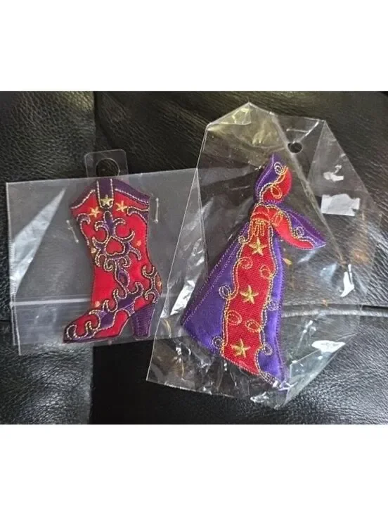 Red Hat Lady Cowgirl Embroidered Patches Set Boot & Cloak Applique Iron On