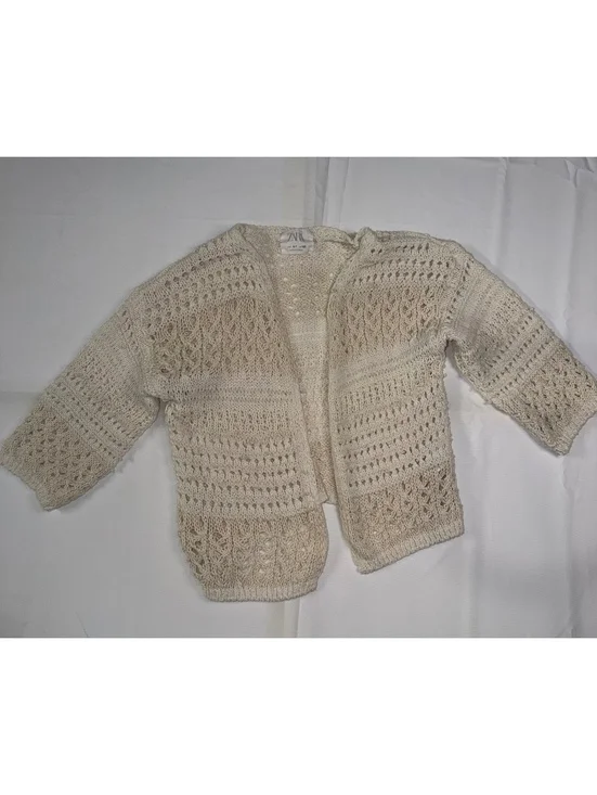 ZARA Girls' Crochet Knit Cardigan Size 6-7 Years
