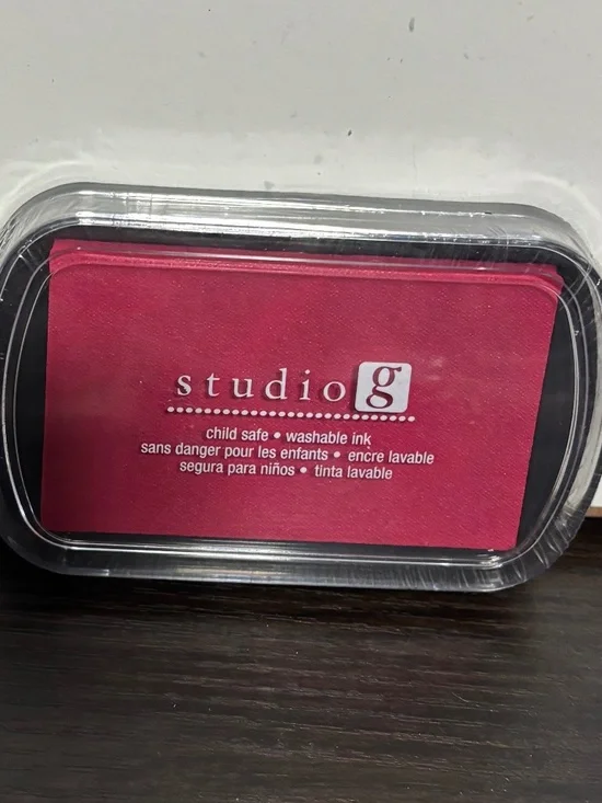 Pink rubber stamp ink pad