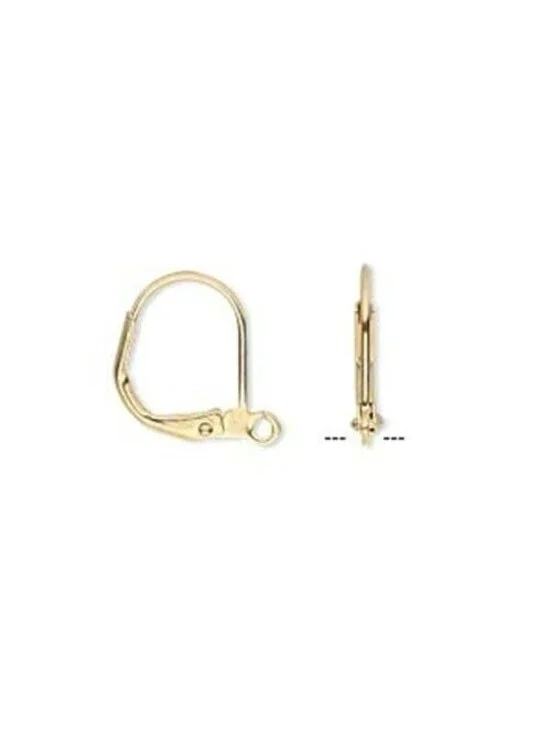 10 Gold 14K Plated Brass Round Leverback Earwires Earring Hooks Findings