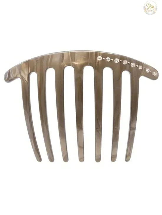 French Hair Comb with Swarovski Crystals, Strong Hold for Updos, Cellulose