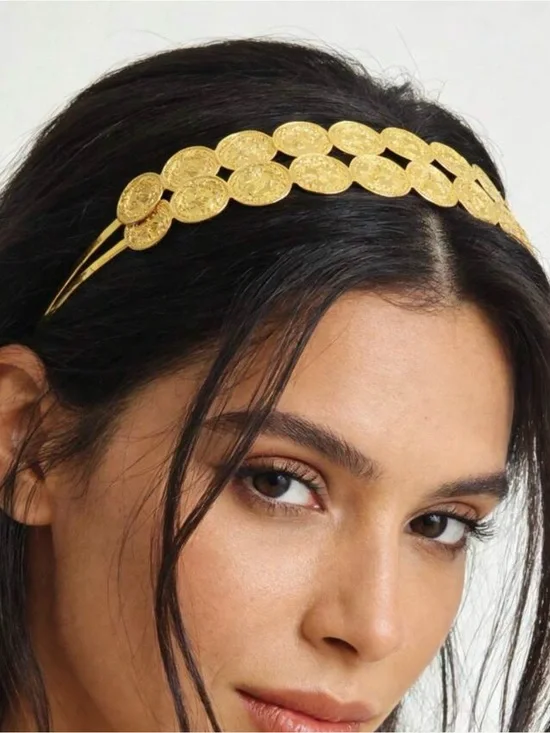 Gold Coin Detail Double Band Headband