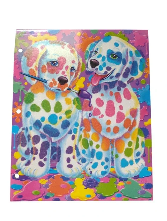 Lisa Frank NEW School Folder Spotty & Dotty Rainbow Dalmatian