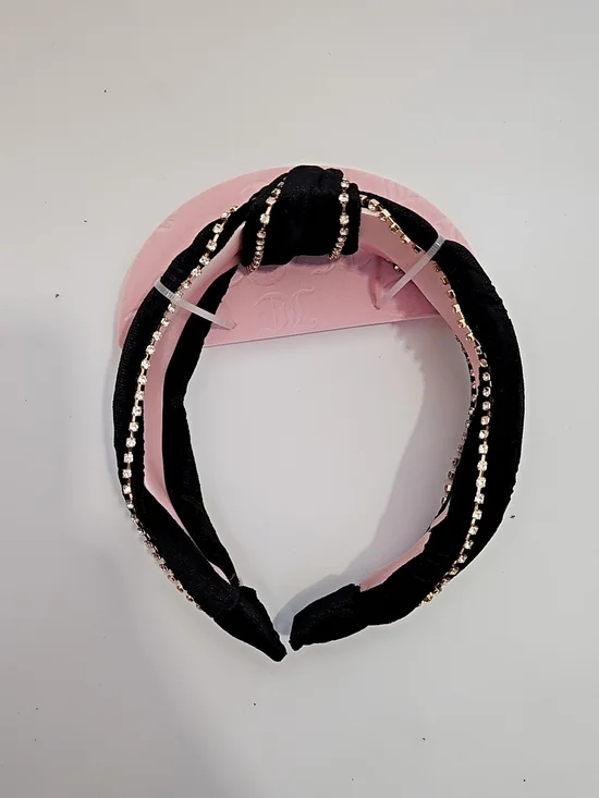 Juicy Couture Black Knotted Headband with Gold Rhinestone‎ Trim
