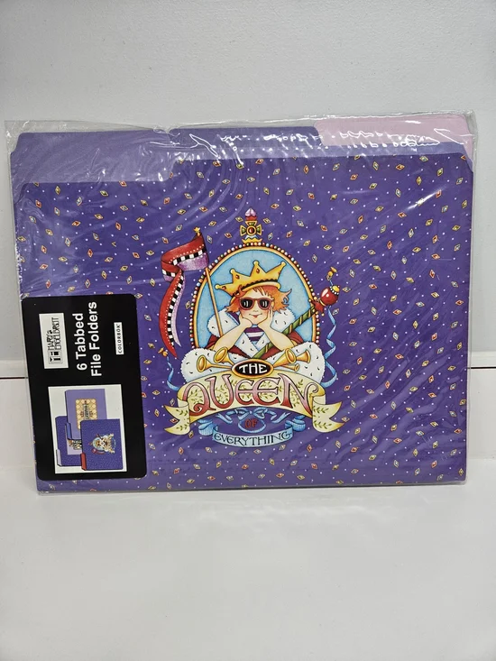 NEW Mary Engelbreit Tabbed File Folders Set Purple Queen Mixed Designs