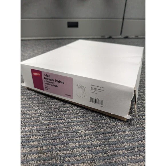 Staples 831123 Fastener Folders, Letter, 3-Tab, Reinforced Tabs, Kraft, 50/Box