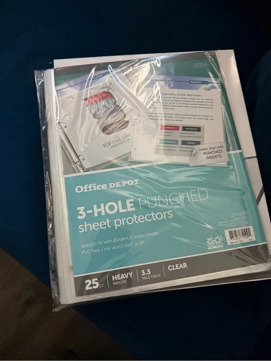 Clear 3-Hole Punched Sheet Protectors - 25 Pack