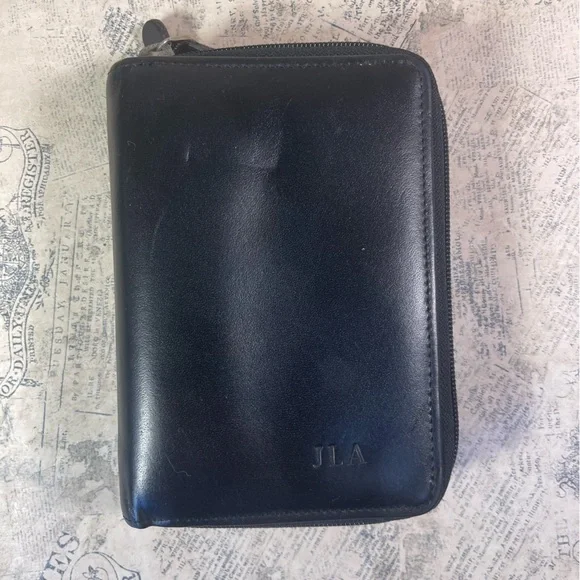 Vintage Double Zip Pocket Organizer Wallet Retro Travel Planner Case