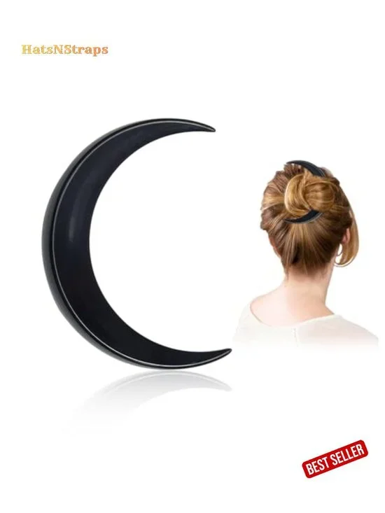 Wooden Moon Hair Pin Hand Carved Hair Stick for Women Hair Styling Tool