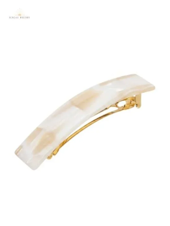 France Luxe Classic Rectangle Barrette for Fine Hair, Lightweight French Clasp,