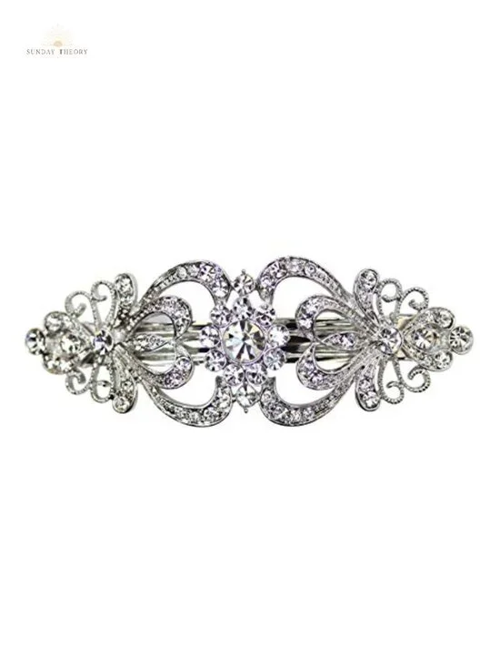 Crystal Floral Hair Barrette Rhinestone Flower Brooch Women's Hair Jewelry