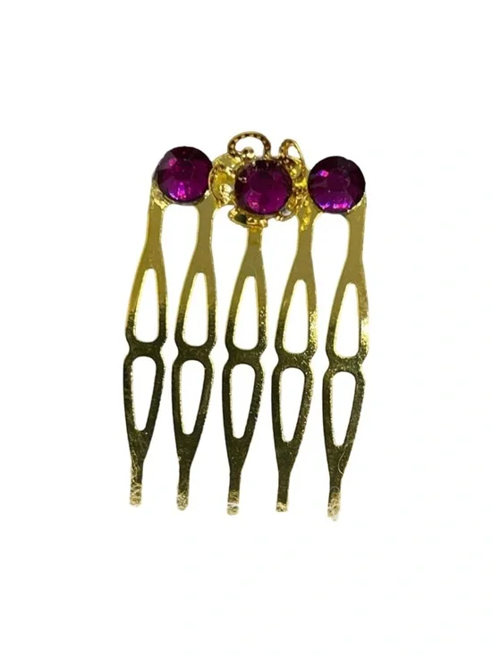 Gold Hair Comb with Purple Gem Accents 1.”0 FINAL PRICE DROP