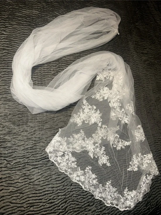 Cathedral Length Lace Bridal Veil with Scalloped Edge