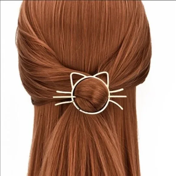 Kitten Hair Pin Zinc Alloy Goldtone Cute Versatile
