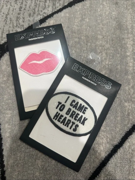 Express Pink Lips & Black-Trim 'I Came to Break Hearts' Patch Set