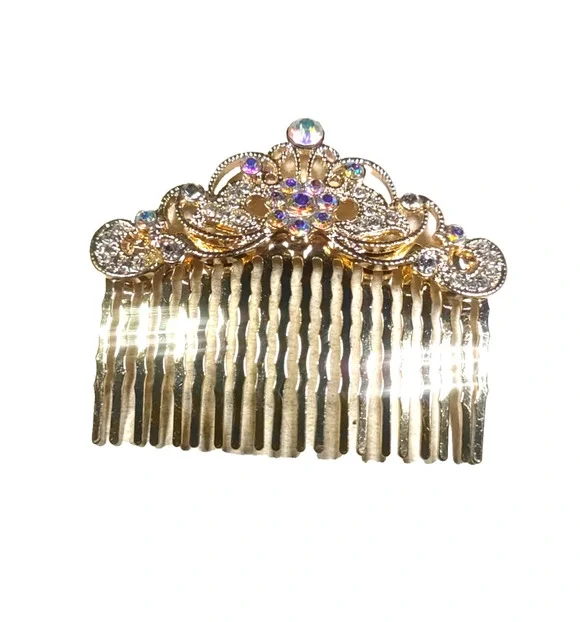Glamorous Hair Comb Rose Gold Rhinestones Metal Feminine Party