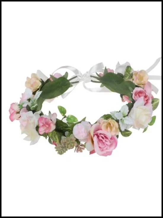 Handmade Fabric Flower Crown Floral Headpiece Fairy Elf Headband