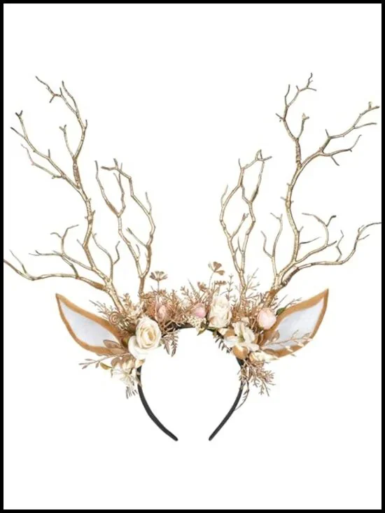 Branch Antler Headband Woodland Reindeer Ear Headpiece Renaissance Halloween