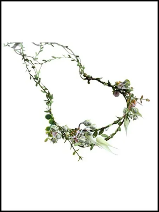 Floral Crown Headband Wedding Halo Bohemian Hair Accessory Fabric Leaves