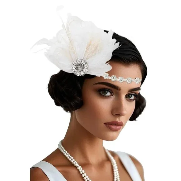 Flapper Headpiece Women Rhinestone Feather 1920s Gatsby Party Accessory
