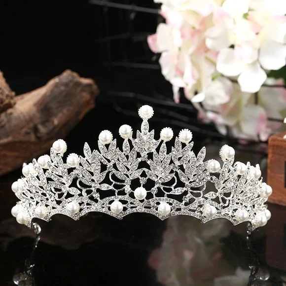 Elegant Silver and White Tiara