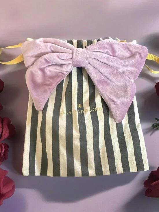 Lele Sadoughi Lavender Velvet Bow Hair Clip With Storage Bag