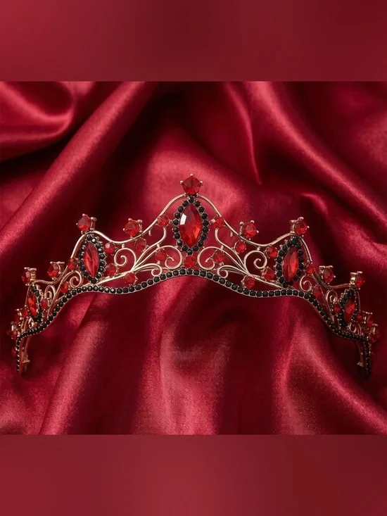 Vintage Red and Black Crystal Tiara Crown