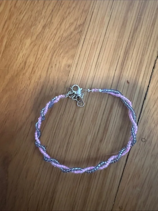 Delicate Pink & Silver Braided Bracelet