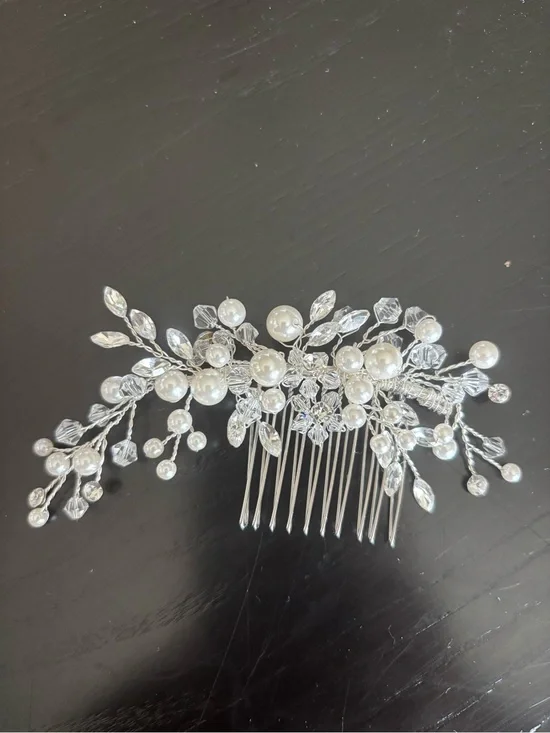 Pearl & Crystal Silver Bridal Hair Comb