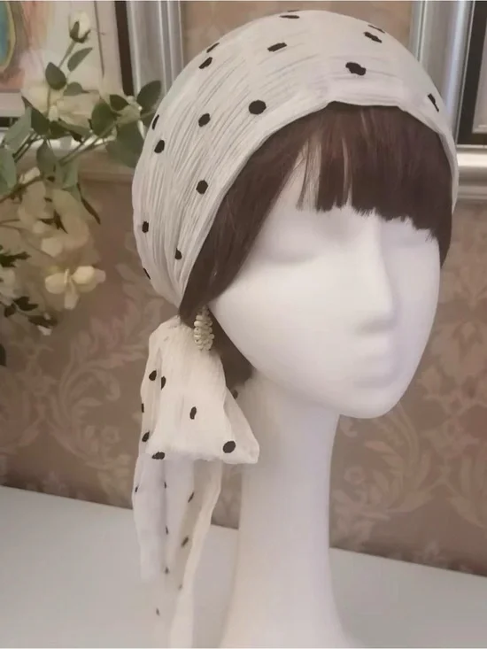 White Polka Dot Headscarf - Women’s Hair Accessory