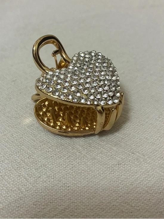 Gold Heart Crystal Hair Clip - Women Jewelry