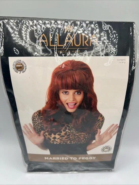 Allaura Married to Peggy Wig Auburn Red 80s Retro Bouffant Costume 9103