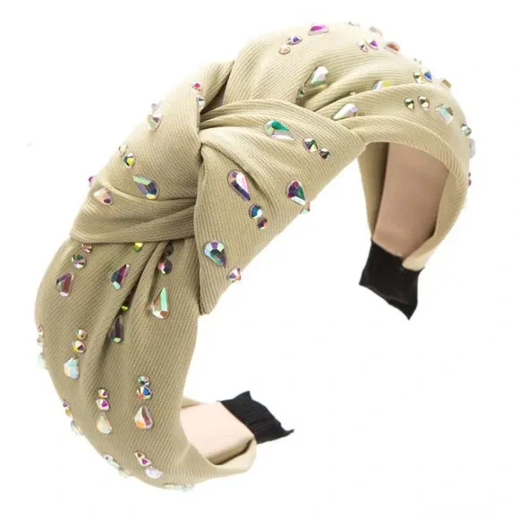 Light Green Teardrop Rhinestone Headband
