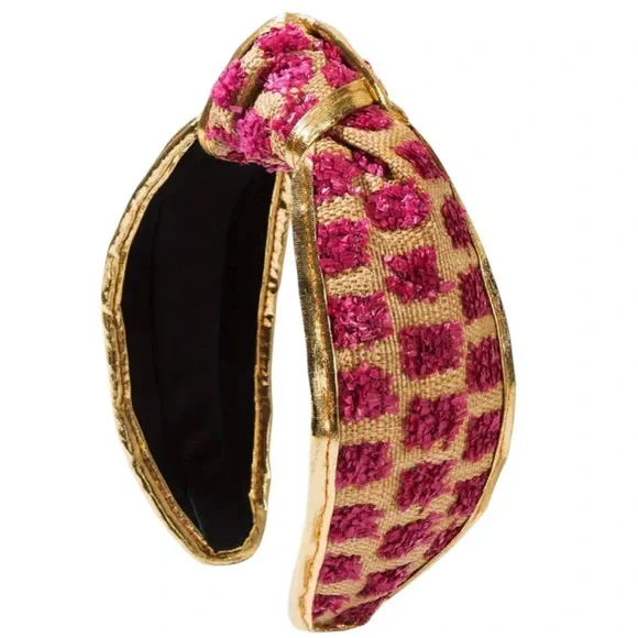 Rose Red Raffia Checkered Headband