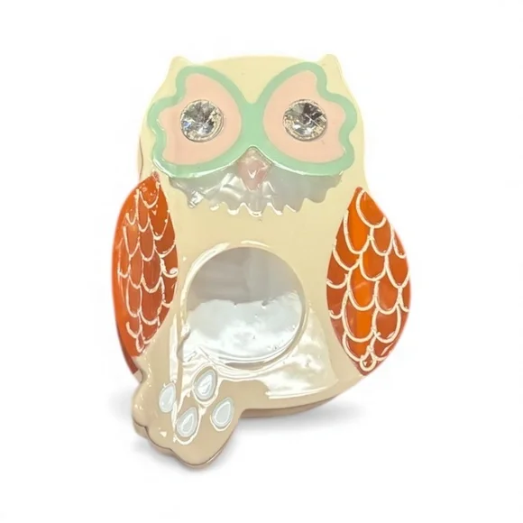 Orange Owl Hair Claw