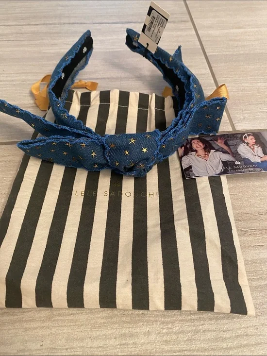 NWT Lele Sadoughi Shirley Starry Sky Headband Indigo blue