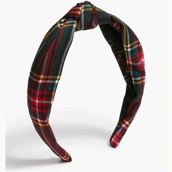 J Crew Factory Plaid Knot Headband - Red Tartan Hair Accessory