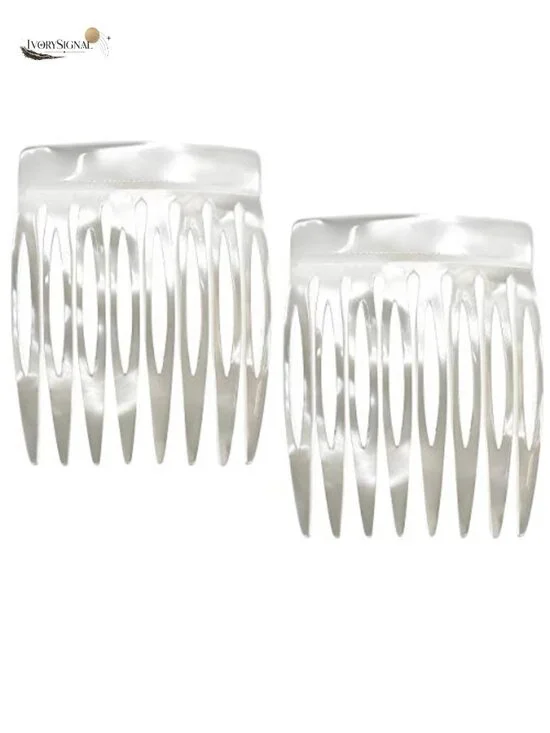 French Hair Side Comb Set Handmade Pearl Finish Strong Hold Hair Clips for