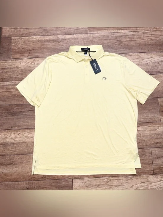 RLX Ralph Lauren Performance Moisture Wicking Yellow Golf Polo Shirt Mens 2XL