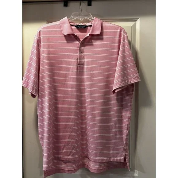 POLO Golf‎ Ralph Lauren Performance  XL Pink Striped S/S Pima Cotton Golf Shirt