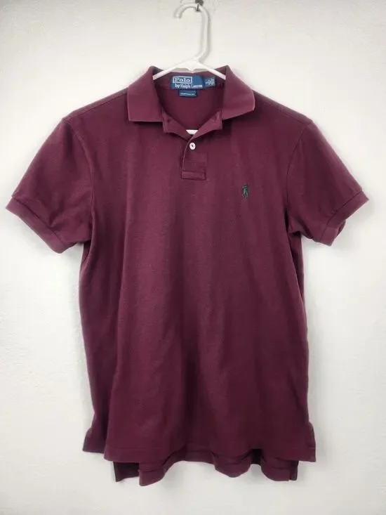 Vintage Polo Ralph Lauren Shirt Purple/Burgundy Men Size Small Logo Short Sleeve