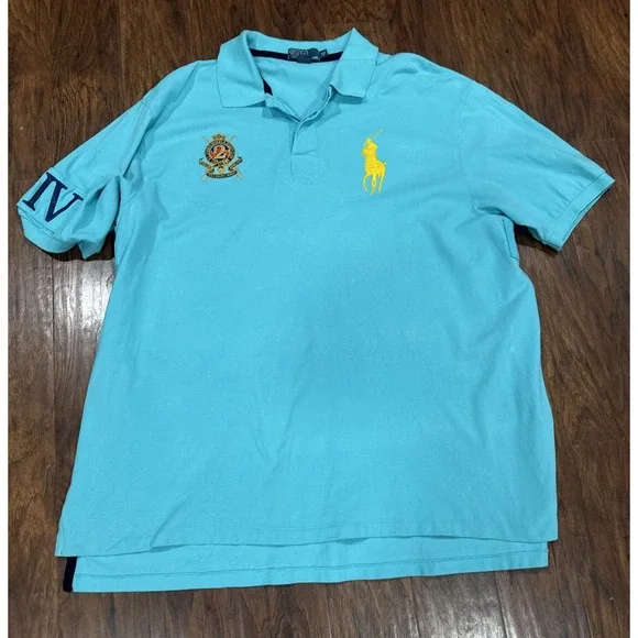 Polo Ralph Lauren Shirt Mens Blue Big Pony Country Jockey Club 3XB