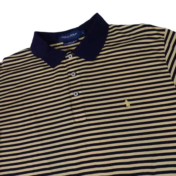 Ralph Lauren PIMA Cotton Vintage Striped Golf Polo Shirt Men's Large