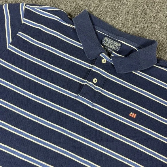 Ralph Lauren‎ Polo Jeans Co Mens Shirt XXL 2XL Vintage Polo Striped Blue