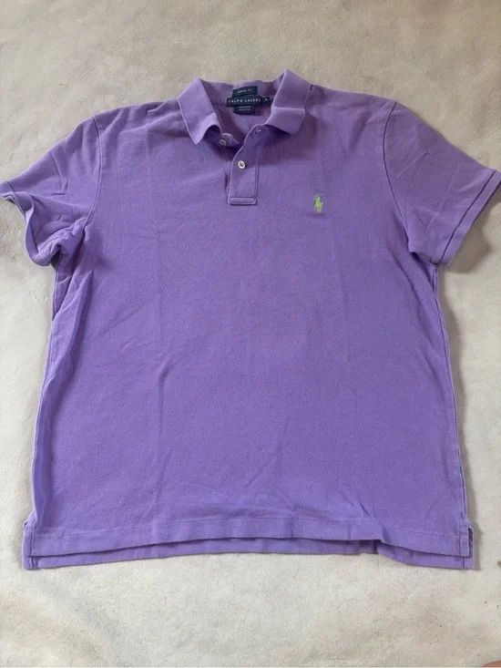Y2K Ralph Lauren Purple Classic Fit Polo Green Pony Men’s XL
